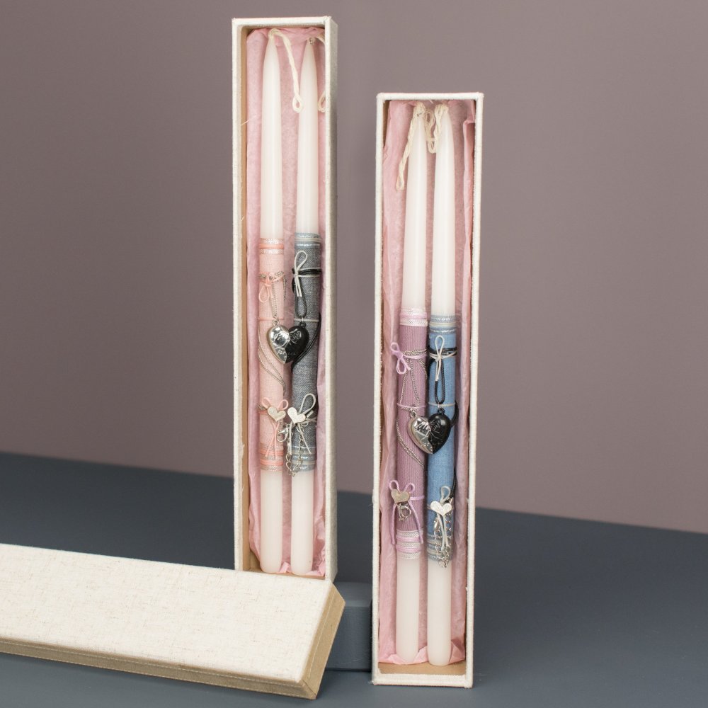 Λαμπάδα Στρογγυλή για Ζευγάρια Κρεμαστό Καρδιά - 1