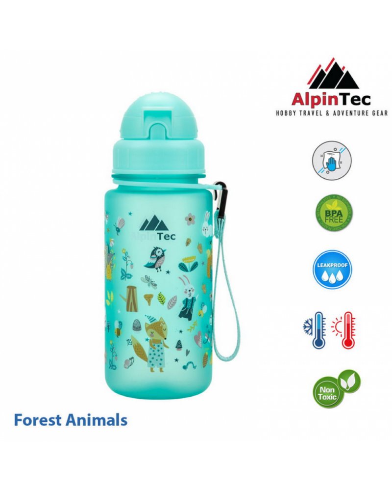 AlpinTec Παγούρι Tritan με Καλαμάκι 400ml Spindrift Blue Forest Animals - 2