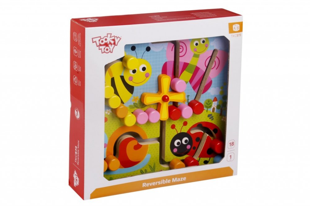 Tooky Toy Ξύλινος  Λαβύρινθος Διπλής Όψης Ζωάκια - 3