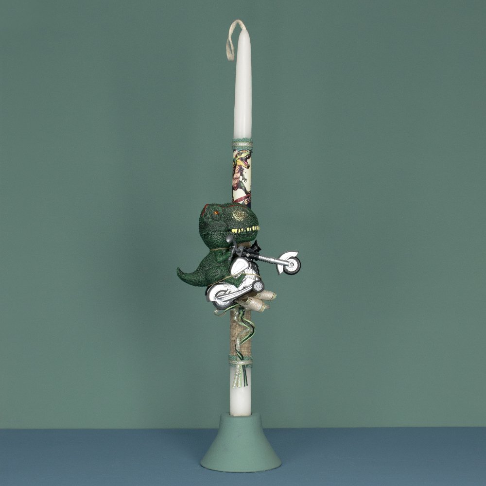 Λαμπάδα Στρογγυλή Δεινόσαυρος σε Μηχανάκι - 2