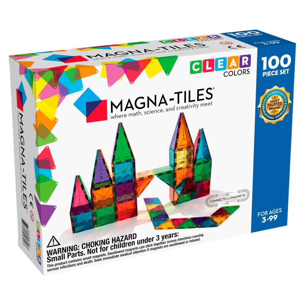Magna-Tiles Μαγνητικό Παιχνίδι 100 Κομματιών Clear Colors