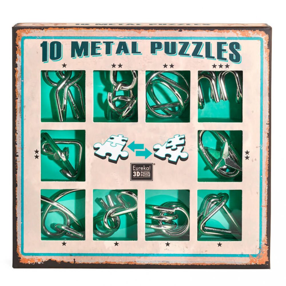 Eureka 10 Σπαζοκεφαλιές Metal Puzzles Green Set