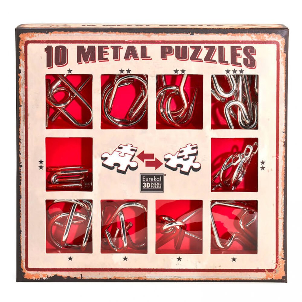 Eureka 10 Metal Puzzles  Red Set