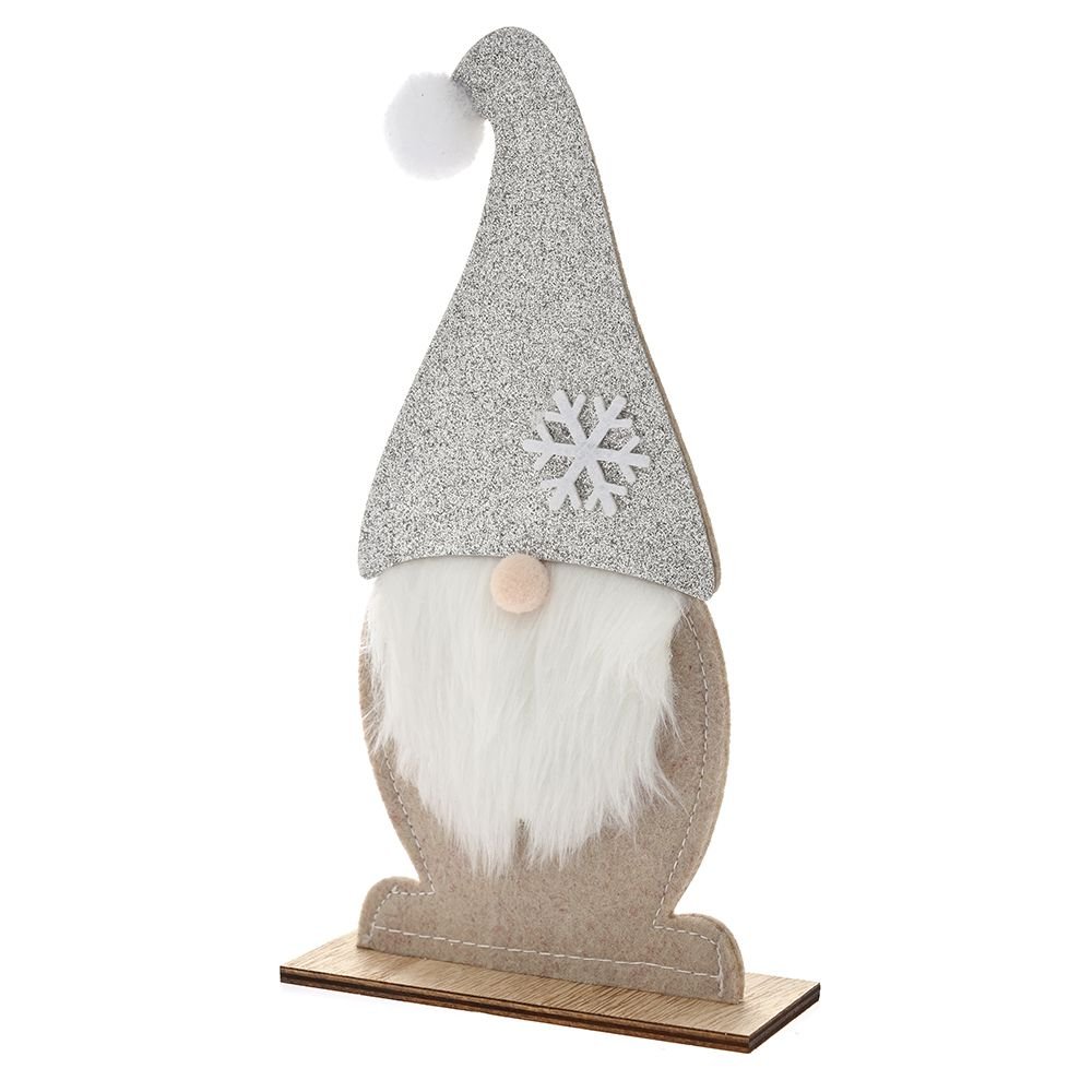 Ξύλινος Νάνος με Γκρι Σκούφο σε Βάση - 1