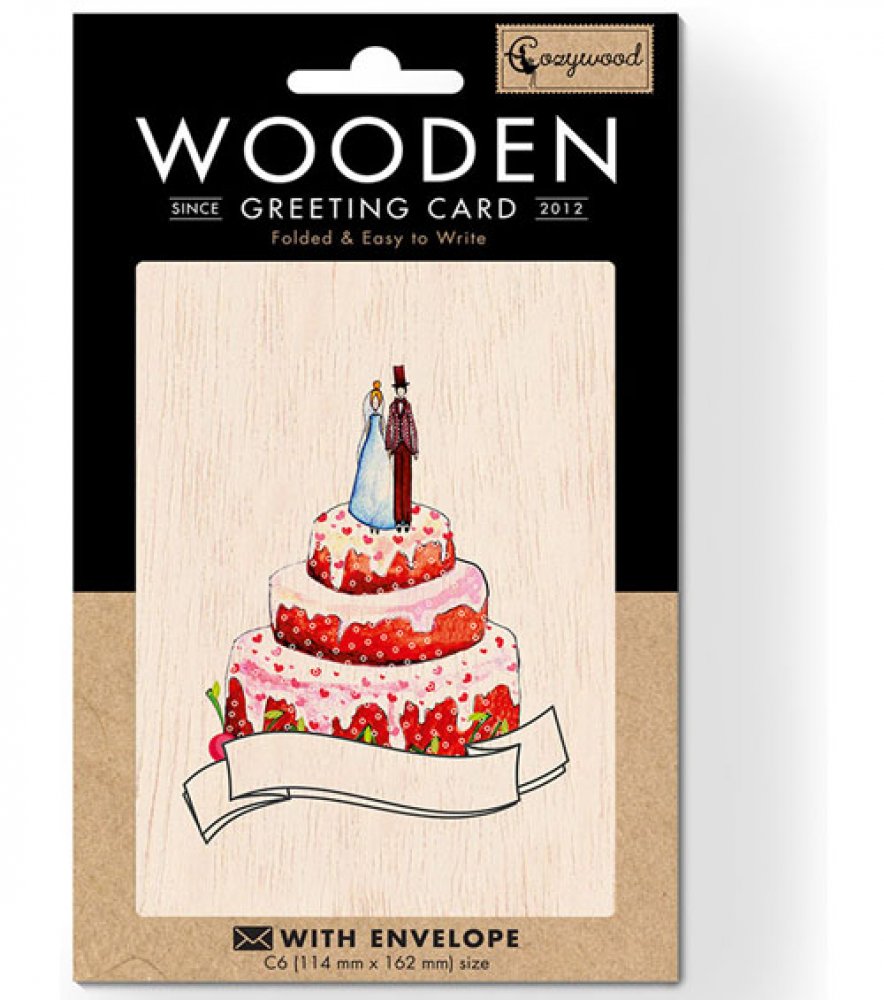 Cozywood Ξύλινη Κάρτα Τούρτα Γάμου