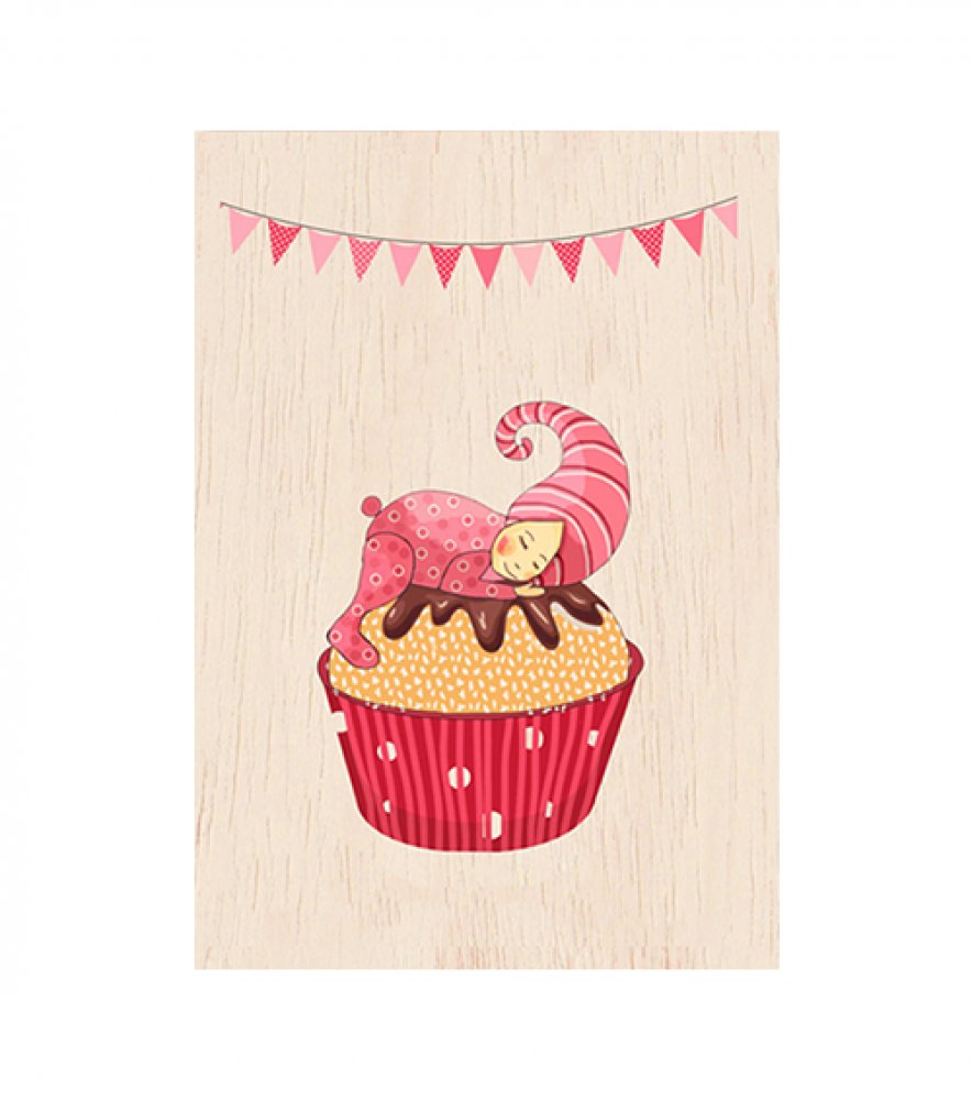 Cozywood Ξύλινη Κάρτα Ροζ Cupcake - 2