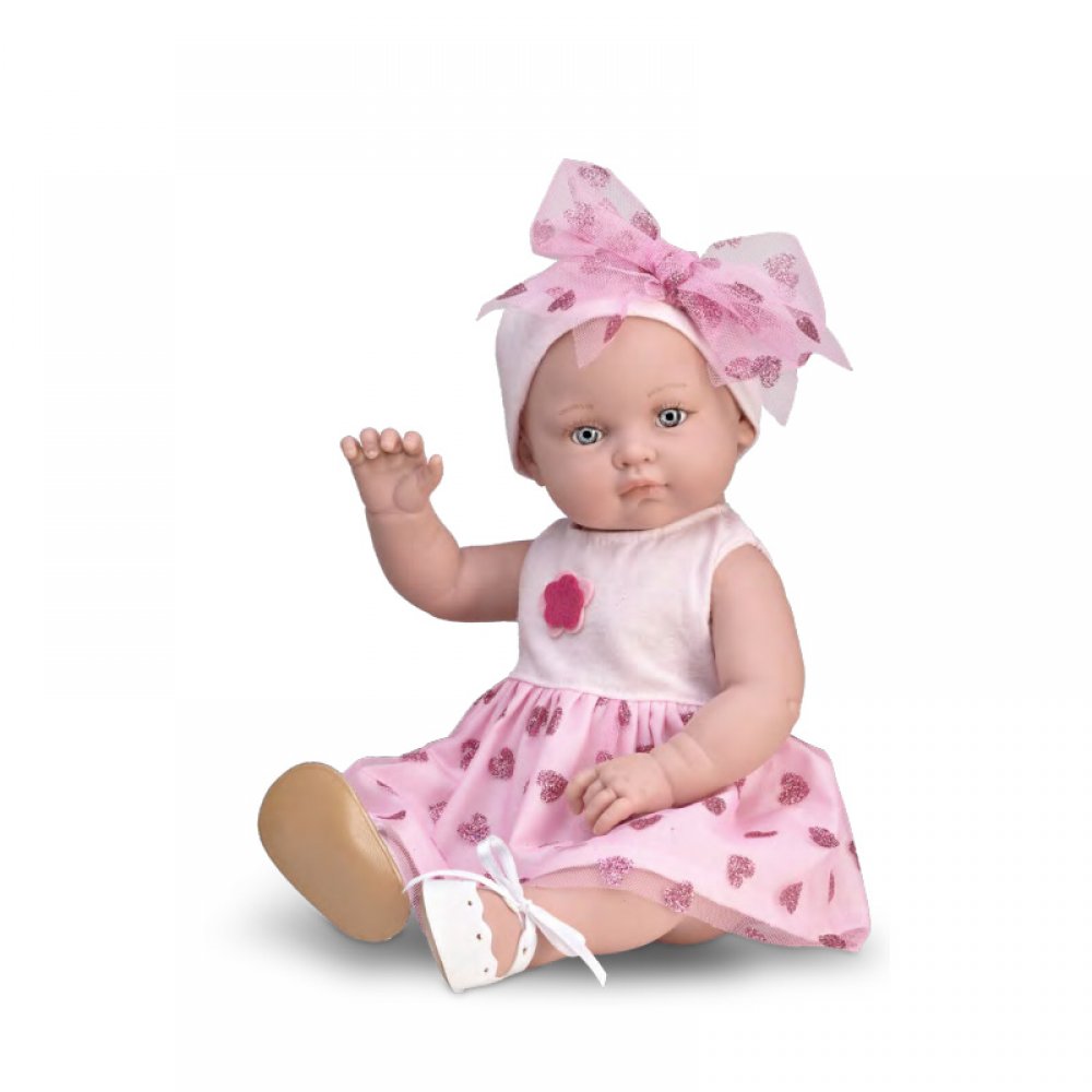 Magic Baby Κούκλα Alicia Ροζ Φόρεμα με Καρδιές