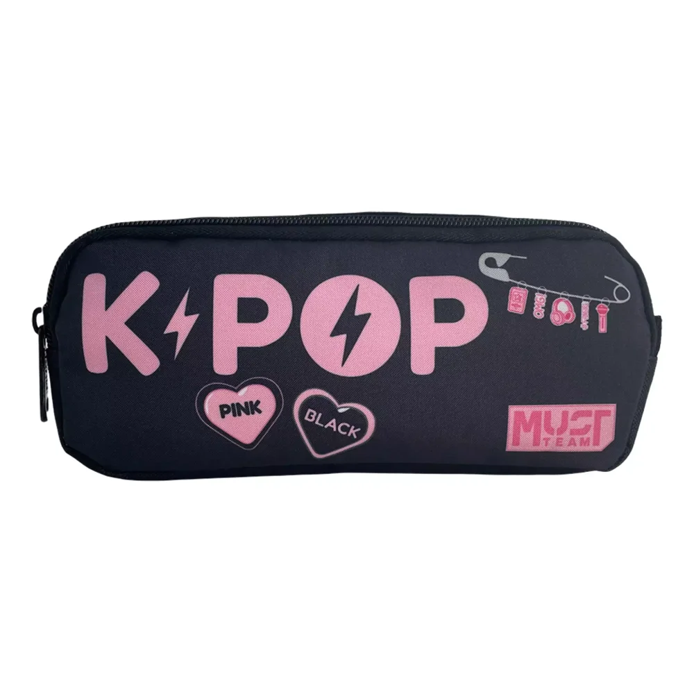 Must Team Κασετίνα Βαρελάκι K-Pop Μαύρο/Ροζ 2 Θήκες - 1