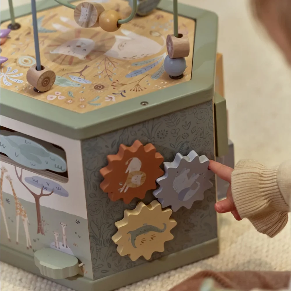 Little Dutch Ξύλινος Κύβος Δραστηριοτήτων με Προγραφή Safari Friends - 4