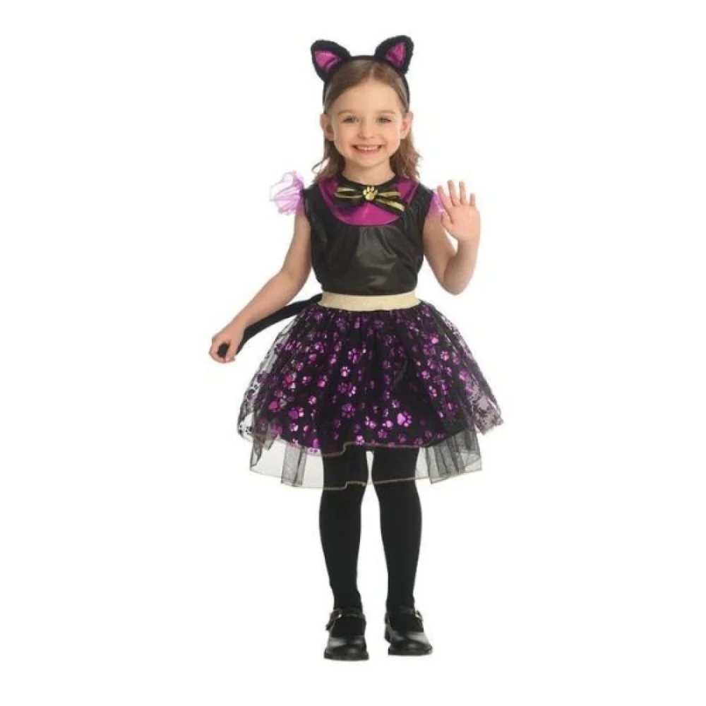 Αποκριάτικη Βρεφική Στολή Γάτα Μαύρη-Μωβ Νο 2-3 ετών - 1