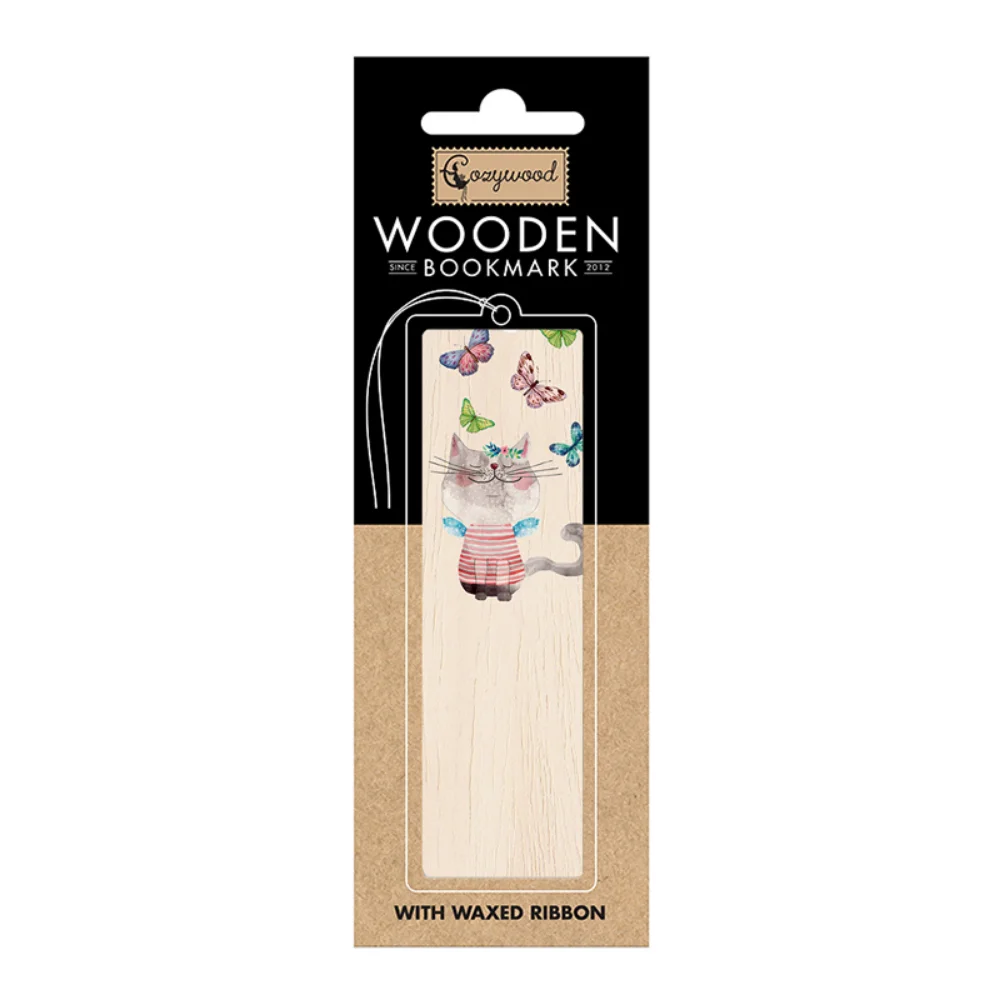 Cozywood Ξύλινος Σελιδοδείκτης Pussycat And Butterflies - 1