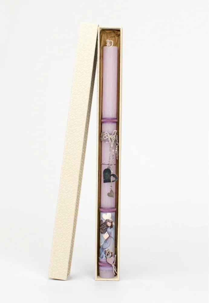 Λαμπάδα Στρογγυλή Κρεμαστό Καρδιά Φλατ Διπλή - 3