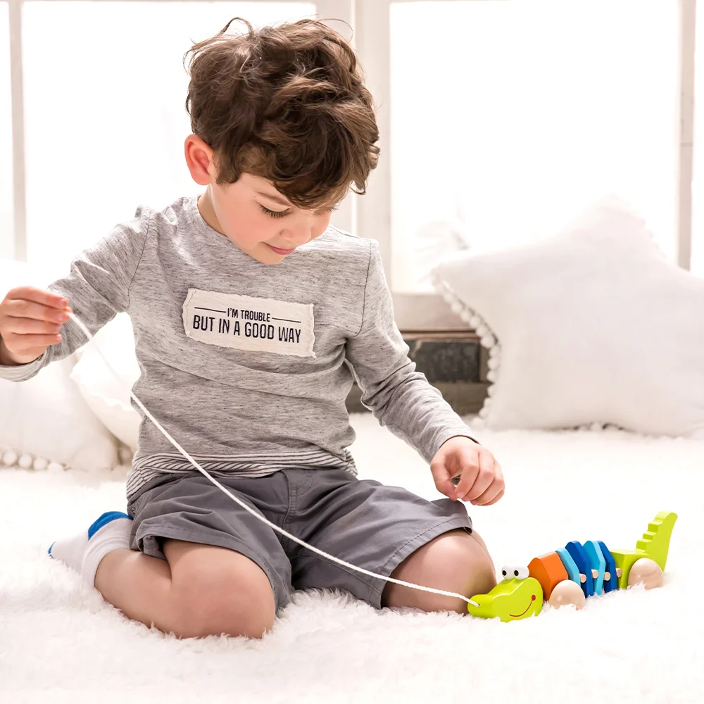 Classic World Ξύλινος Συρόμενος Κροκόδειλος - 4