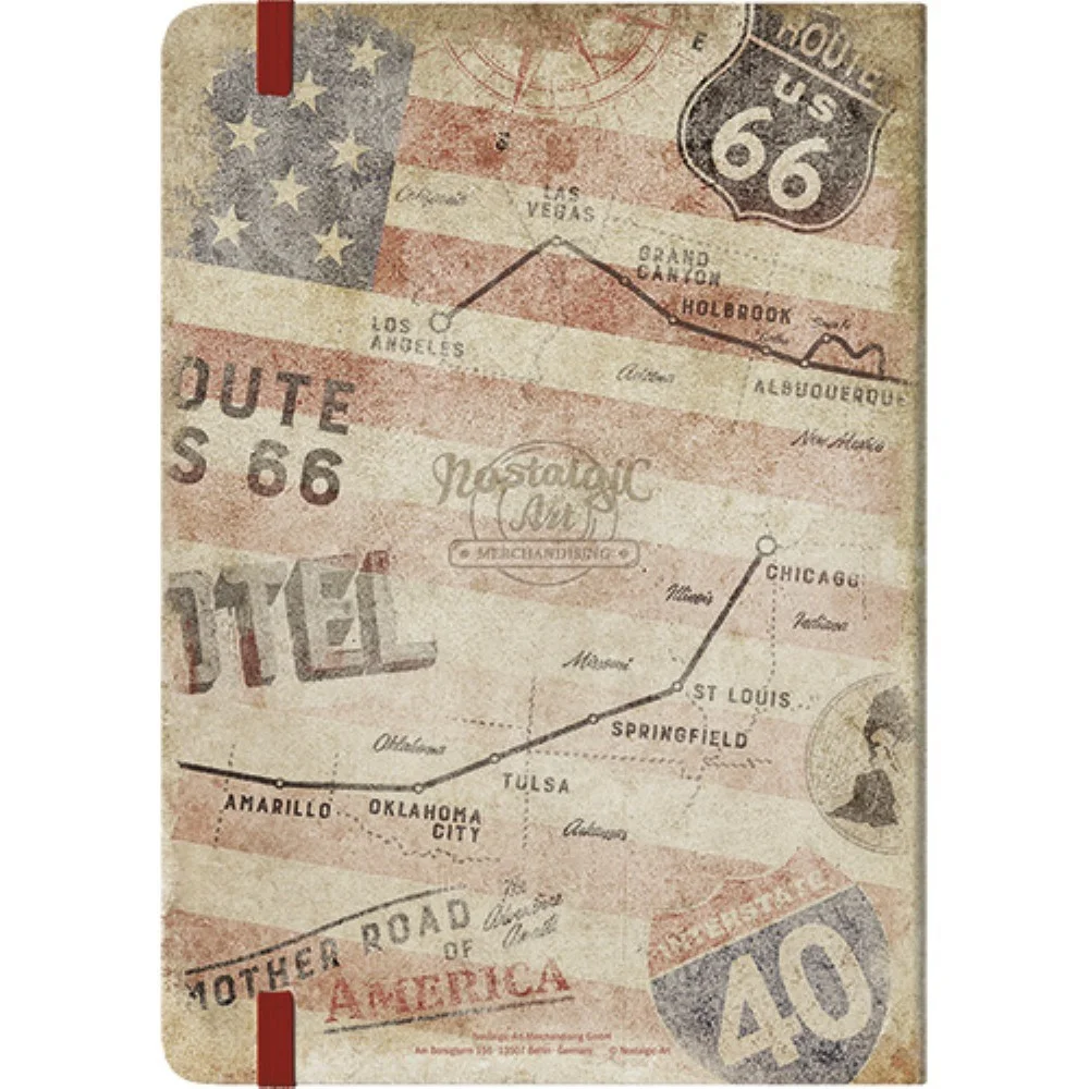 Nostalgic Σημειωματάριο US Highways Route 66 Bike Map - 2