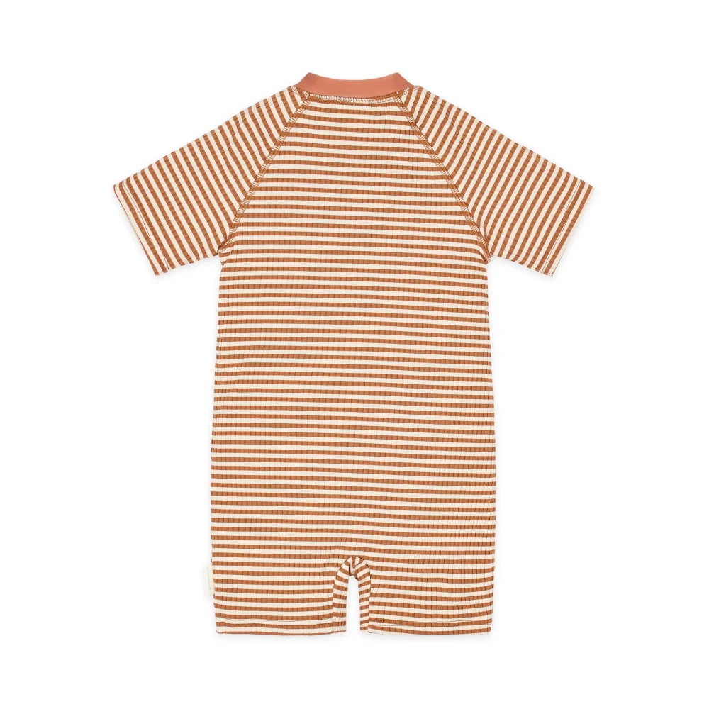 Little Dutch Ολόσωμο Κοντομάνικο Μαγιό Ocean Brown Stripes 6-12 μηνών - 2