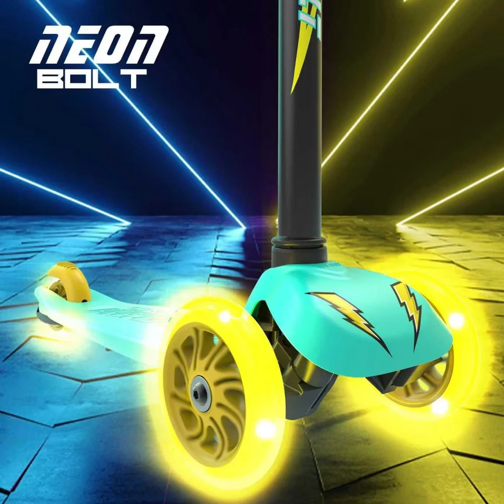 Αθλοπαιδιά Πατίνι Neon Bolt Τρίτροχο με Φωτιζόμενα Ροδάκια - Πράσινο - 7