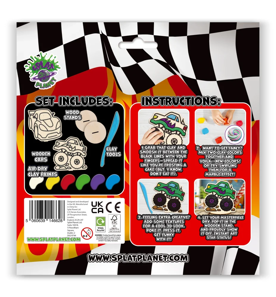 Splat Planet Mess Free Σετ Χειροτεχνίας με Πηλό Race Cars - 4