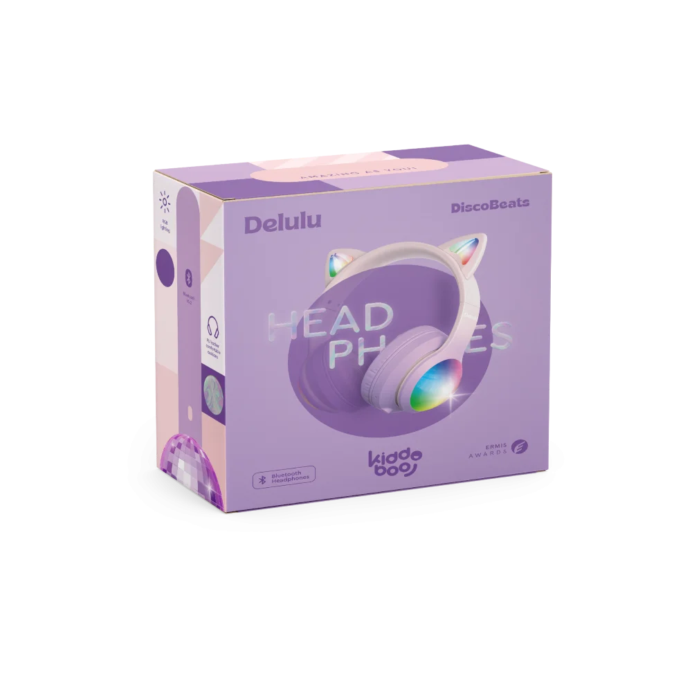 Kiddoboo Delulu Bluetooth Headphones DiscoBeats - Pink - 3