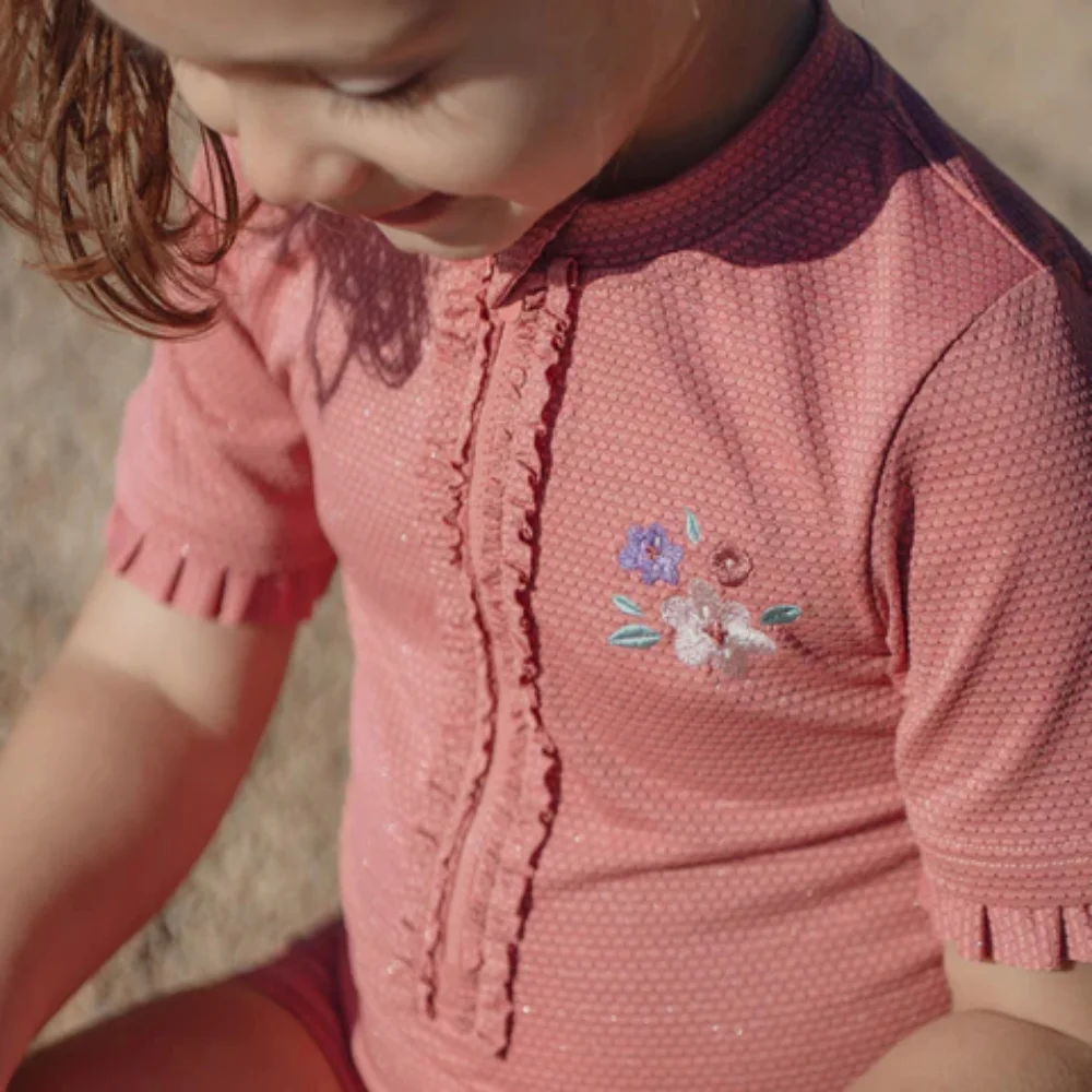 Little Dutch Ολόσωμο Κοντομάνικο Μαγιό Dreamy Pink Sparkle 6-12 μηνών - 3