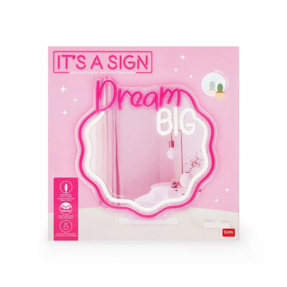 Legami Mirror With Neon Effect Led Light Its a Sign Dream Big - 7