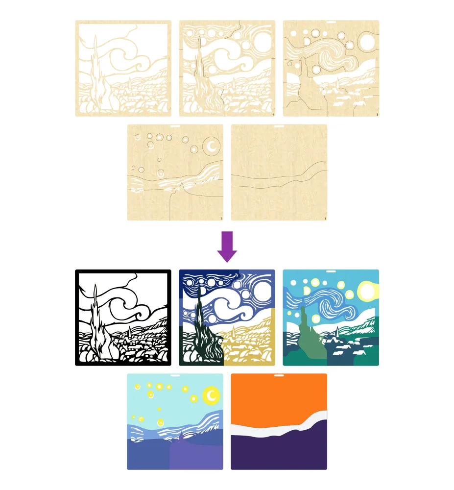 Splat Planet Ξύλινο Σετ Χειροτεχνίας Starry Night - 5