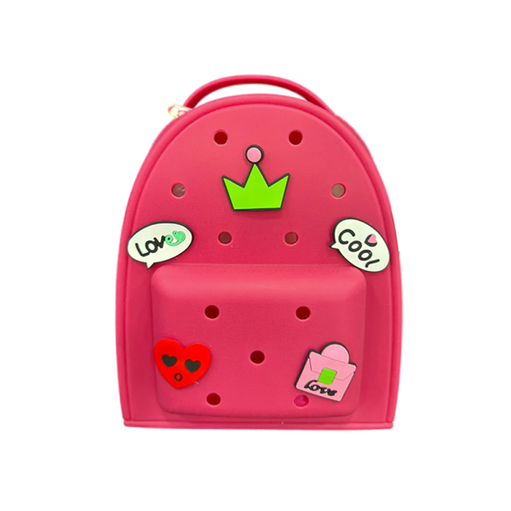 Τσάντα Backpack με 5 Pins Φούξια - 1