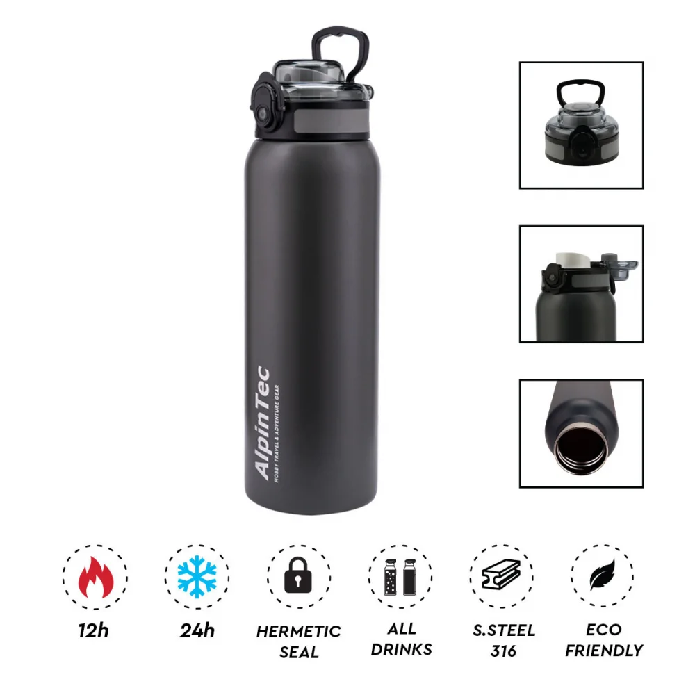AlpinTec Wayfarer Ανοξείδωτο Παγούρι - Θερμός 1000ml Γκρι - 1