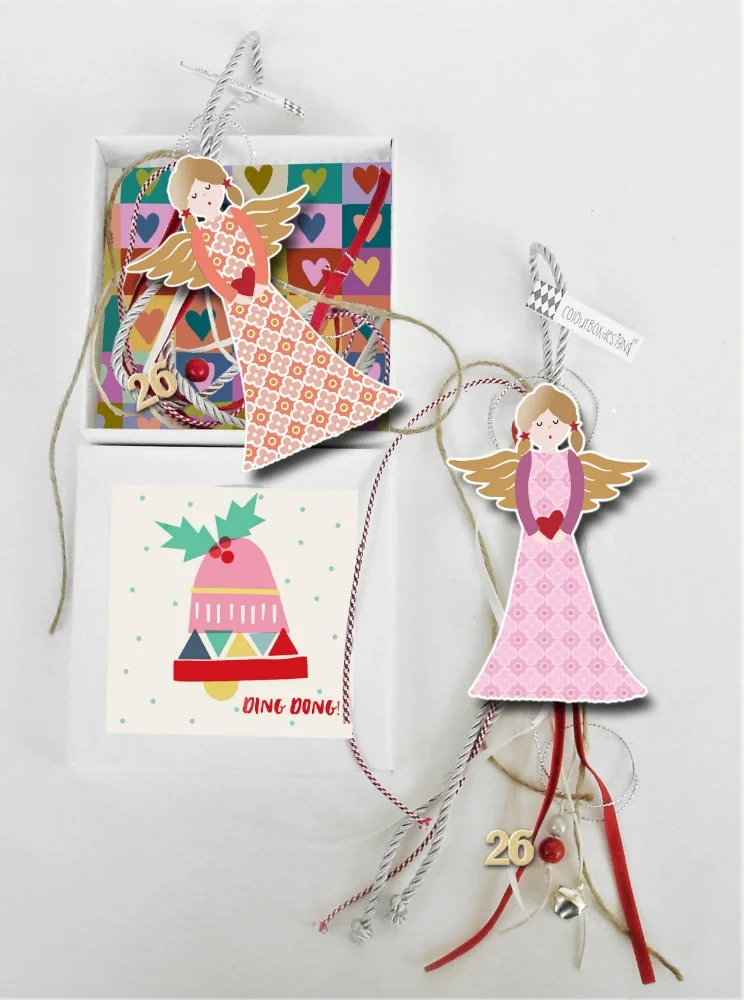 Γούρι Ξύλινο Αγγελάκι Κρεμαστό σε Κουτί - 1