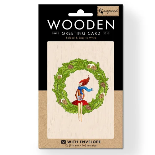 Cozywood Ξύλινη Χριστουγεννιάτικη Κάρτα Wreath
