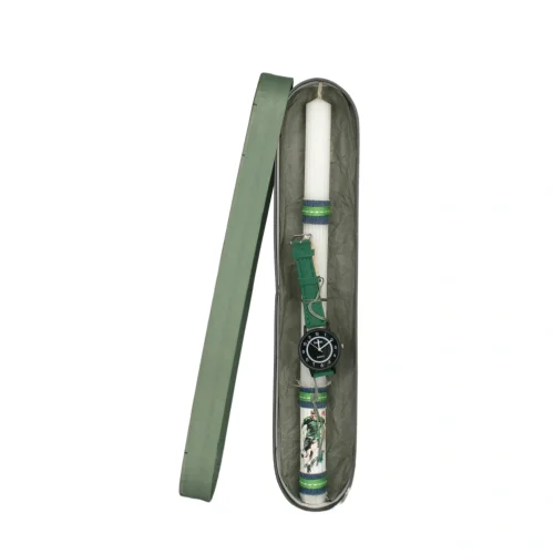 Λαμπάδα Ριγέ Ποδοσφαιρικό Ρολόι Πράσινο