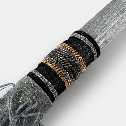 Λαμπάδα Στρογγυλή Υφασμάτινη με Γκρι Κρόσια