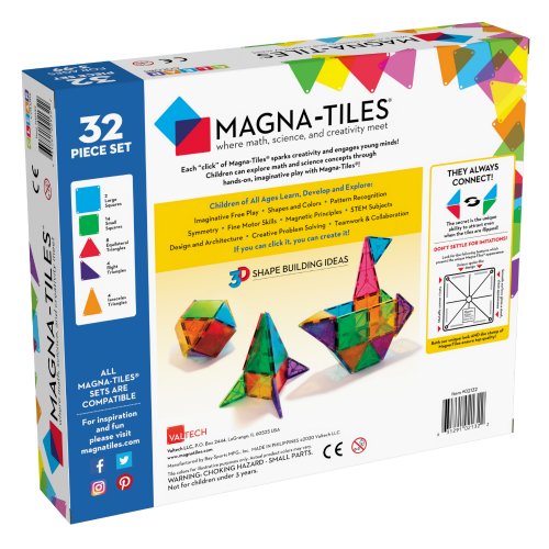 Magna-Tiles Μαγνητικό Παιχνίδι 32 Κομματιών Clear Colors - 10