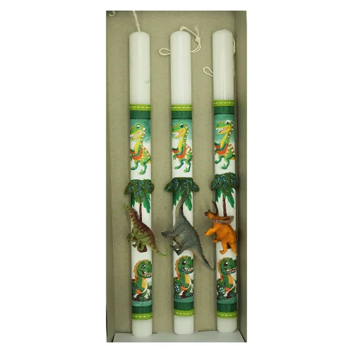 Λαμπάδα Στρογγυλή με Φιγούρα Δεινοσαυράκι