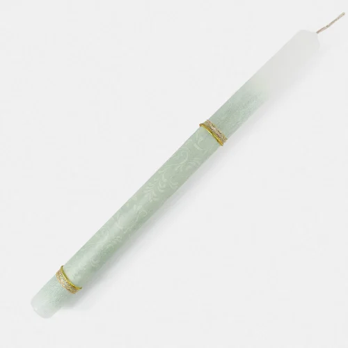 Λαμπάδα Στρογγυλή με Λευκό - Βεραμάν Σχέδιο Λαχούρ