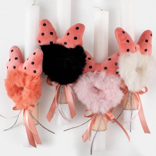 Λαμπάδα Στρογγυλή με Κοκαλάκι Φιογκάκι