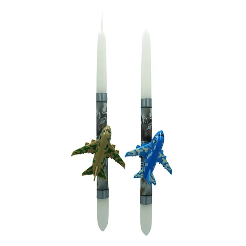 Λαμπάδα Στρογγυλή με Φιγούρα Στρατιωτικό Αεροπλάνο