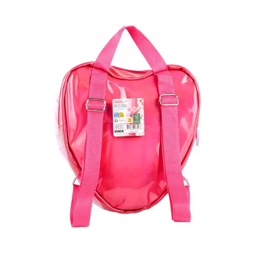 Create it! Γούνινη Τσάντα Πλάτης με Σετ Μακιγιάζ Μωβ Love