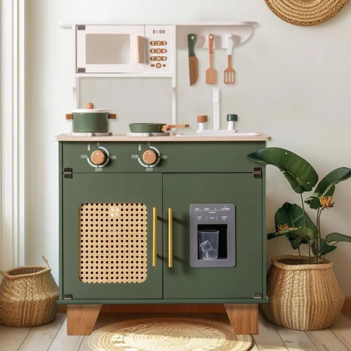 Ξύλινη Παιδική Κουζίνα με Κατσαρολικά Vintage Green