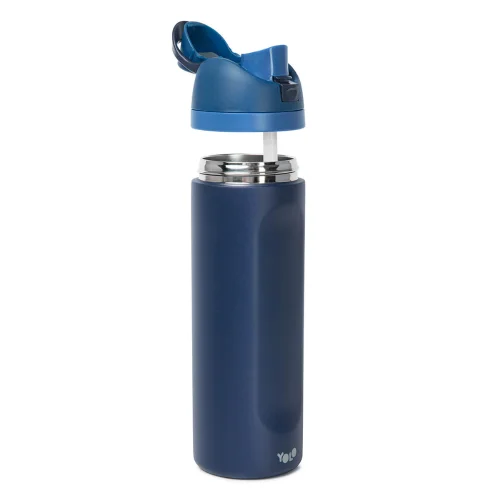 Yolo Μεταλλικό Θερμός 2 σε 1 Blue Navy 700ml