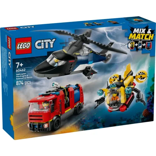 Lego City Helicopter Fire Truck & Submarine Remix