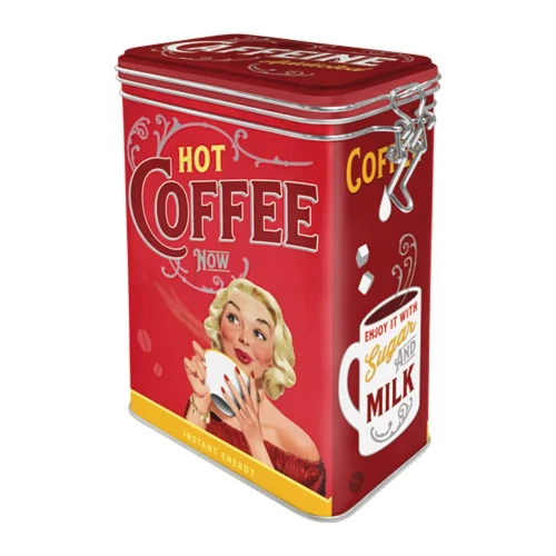 Nostalgic Μεταλλικό Κουτί Καπάκι με Κλιπ Say it 50s Hot Coffee Now