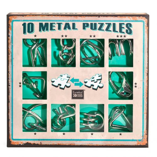 Eureka 10 Σπαζοκεφαλιές Metal Puzzles Green Set - 1