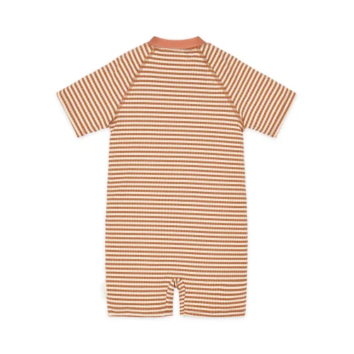 Little Dutch Ολόσωμο Κοντομάνικο Μαγιό Ocean Brown Stripes 6-12 μηνών