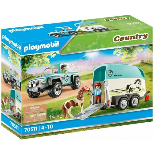 Playmobil Country Όχημα με Τρέιλερ Μεταφοράς Πόνυ - 1