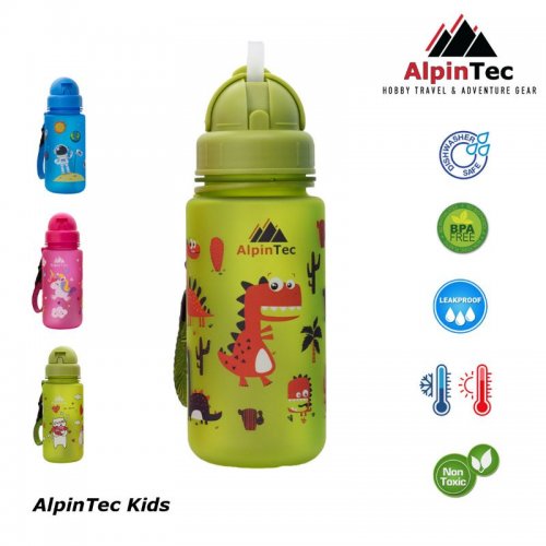 AlpinTec Παγούρι Tritan με Καλαμάκι 400ml Dino
