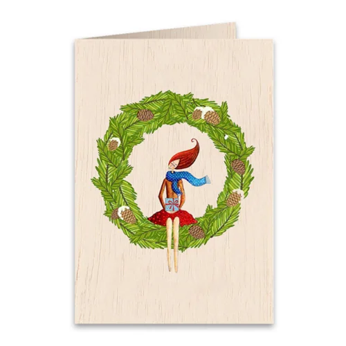 Cozywood Ξύλινη Χριστουγεννιάτικη Κάρτα Wreath